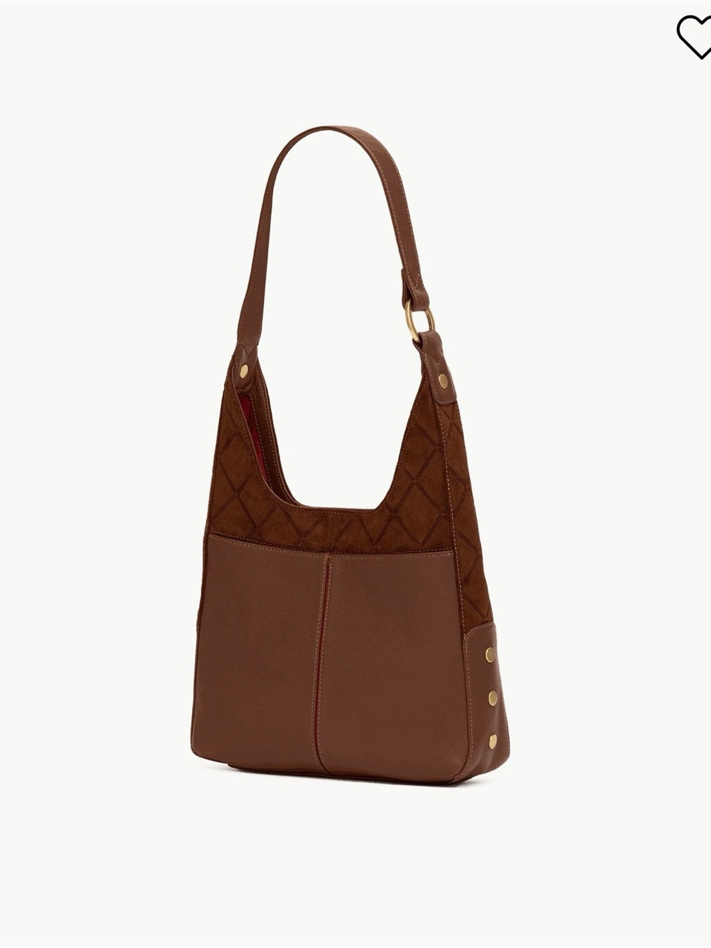 Hammitt Tim Medium Chocolate Diamond Suede Hobo Bag Antique Gold - Picture 3 of 10